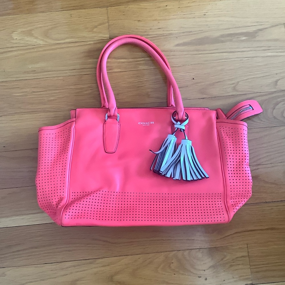Coach Pink Perforated Tote Bag